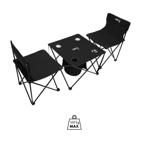 NILS CAMP Campingset Klapptisch + Klapptühle - Outdoor Set mit Kühltasche für Camping-Festival & Picknick