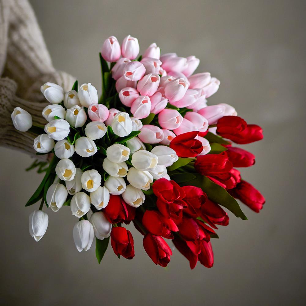 Bloomingville Tulip Blumenstrauß Tulpen in Rosa Kunstblumen Deko Strauß 32 cm
