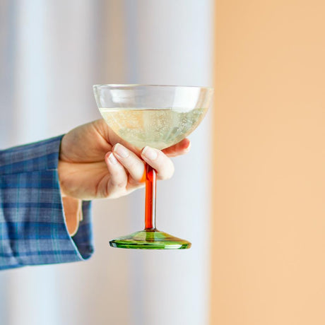 Bloomingville Martine Cocktailglas aus Glas in Bunt 230 ml – Color Block Glas für Tischdeko