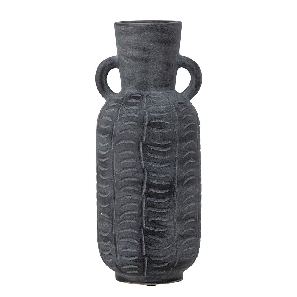 Bloomingville Rane Vase grau D12 cm aus Keramik – dekorative Vase mit Griffen für Wohnzimmer