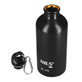 NILS CAMP Trinkflasche Edelstahl 550 ml schwarz isoliert für Outdoor Camping Reisen