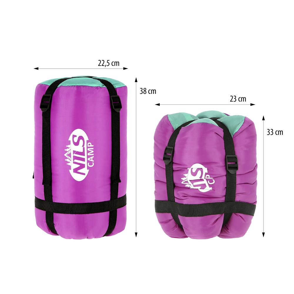 NILS CAMP Schlafsack Größe M Violett-Türkis - Mumienschlafsack für Outdoor, Trekking & Camping