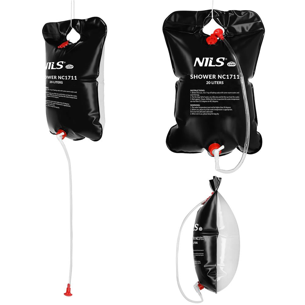 NILS CAMP Campingdusche 20L für Outdoor Camping Reisen mit Solarfunktion