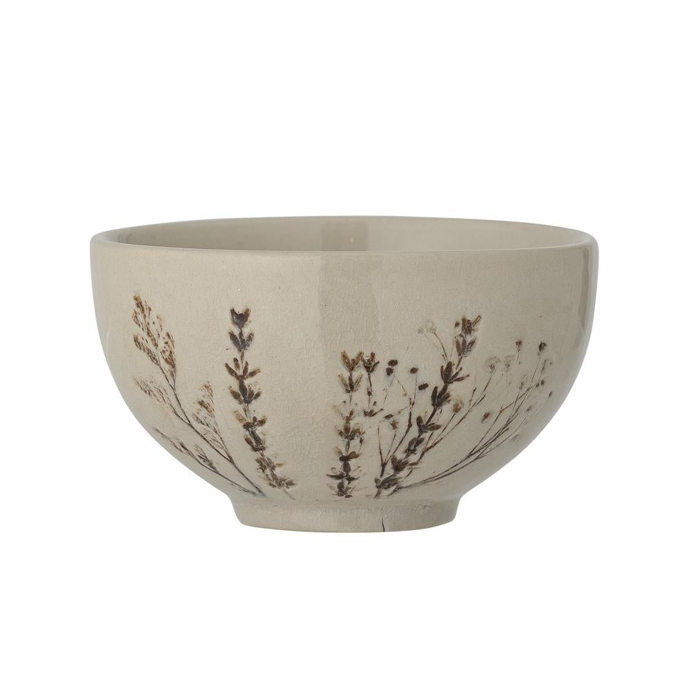 Bloomingville Bea Schüssel, Natur, 300ml, Steingut, mit Blumenmotiv, dänisches Design