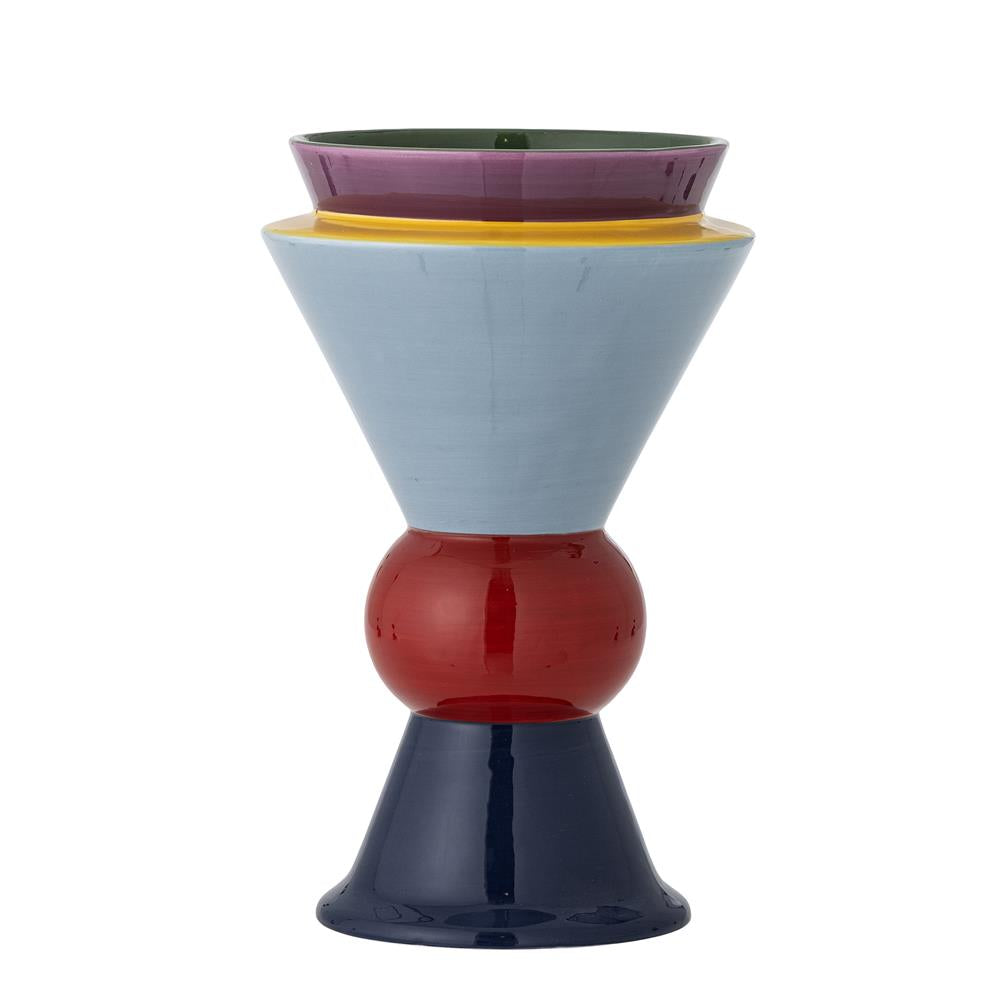 Bloomingville Trilla Vase bunt - Keramik Vase mit Color Block Design für Wohnzimmer & Deko