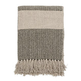 Bloomingville Fidan Decke 160x130cm Grün Baumwolle Fransen Tagesdecke Kuscheldecke Überwurf