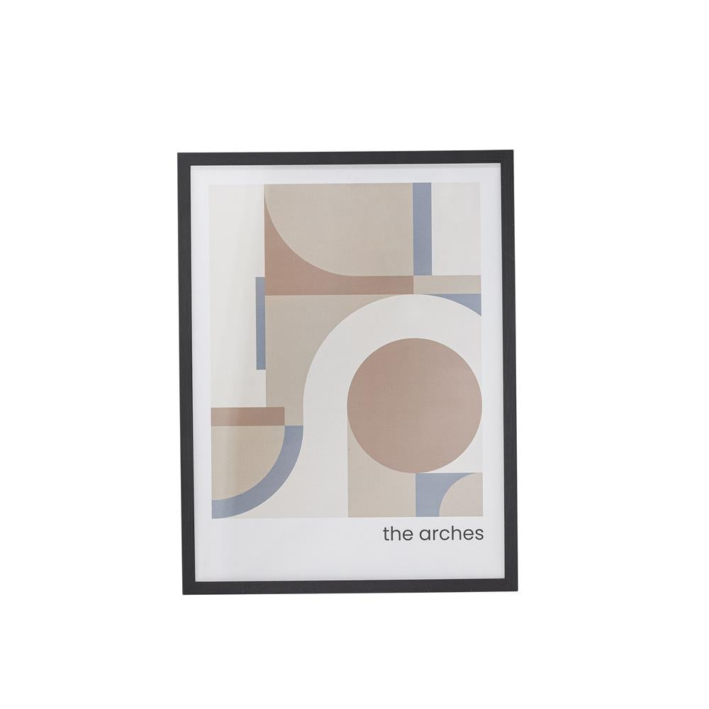 Bloomingville Arches Illustration mit Rahmen bunt L32 cm aus Kiefer – Wandbild für Wohnzimmer