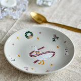 Bloomingville Mary Teller Bunt Steingut 4er Set Weihnachtsteller 16 cm