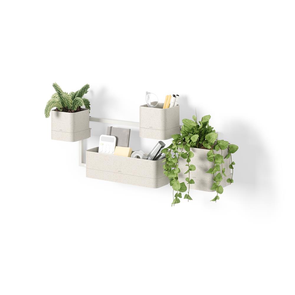 Umbra Cubiko Wandpflanzkasten mit 4 Pflanztöpfen, vertikale/horizontale Ausrichtung, in Weiß