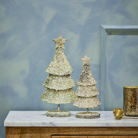 Bloomingville Radha Deko-Baum Gold Metall 2er Set Weihnachtsdeko