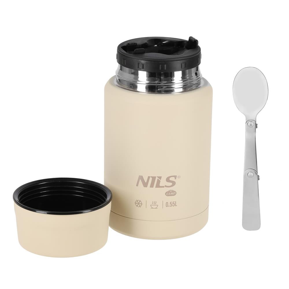 NILS Speisethermos 550 ml Beige Edelstahl Thermobehälter auslaufsicher