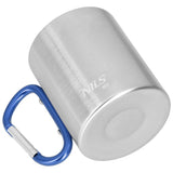 NILS CAMP Campingbecher Edelstahl 300 ml Blau - doppelwandiger Outdoor Becher mit Karabiner für Camping