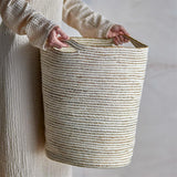 Bloomingville Selena Korb aus Jute in Weiß D40 cm – Aufbewahrungskorb fürs Wohnzimmer