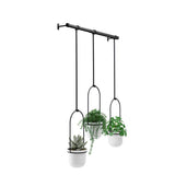 Umbra Triflora Vase Hängeblumentopf Wandvase Blumenampel für Wand und Decke 3er Set Weiß/Schwarz