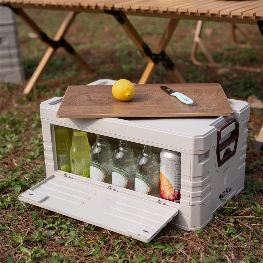 NILS CAMP Campingbox 32L mit Tischfunktion klappbar Aufbewahrungsbox Weiß
