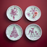 Bloomingville Wonderland Teller Rosa Steingut 4er Set Weihnachtsteller 12,5 cm