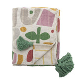 Bloomingville MINI Filur Decke 160x130 cm bunt - Kinderdecke aus recycelter Baumwolle mit Quasten