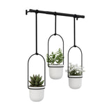 Umbra Triflora Vase Hängeblumentopf Wandvase Blumenampel für Wand und Decke 3er Set Weiß/Schwarz