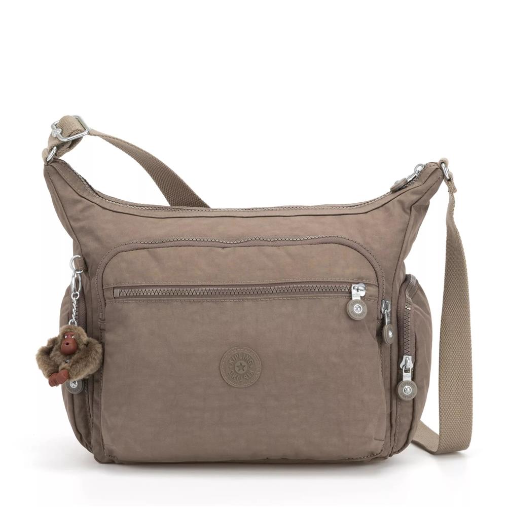 Kipling GABBIE, mittelgroße Umhängetasche, True Beige (beige), Crossbody Tasche mit vielen Fächern