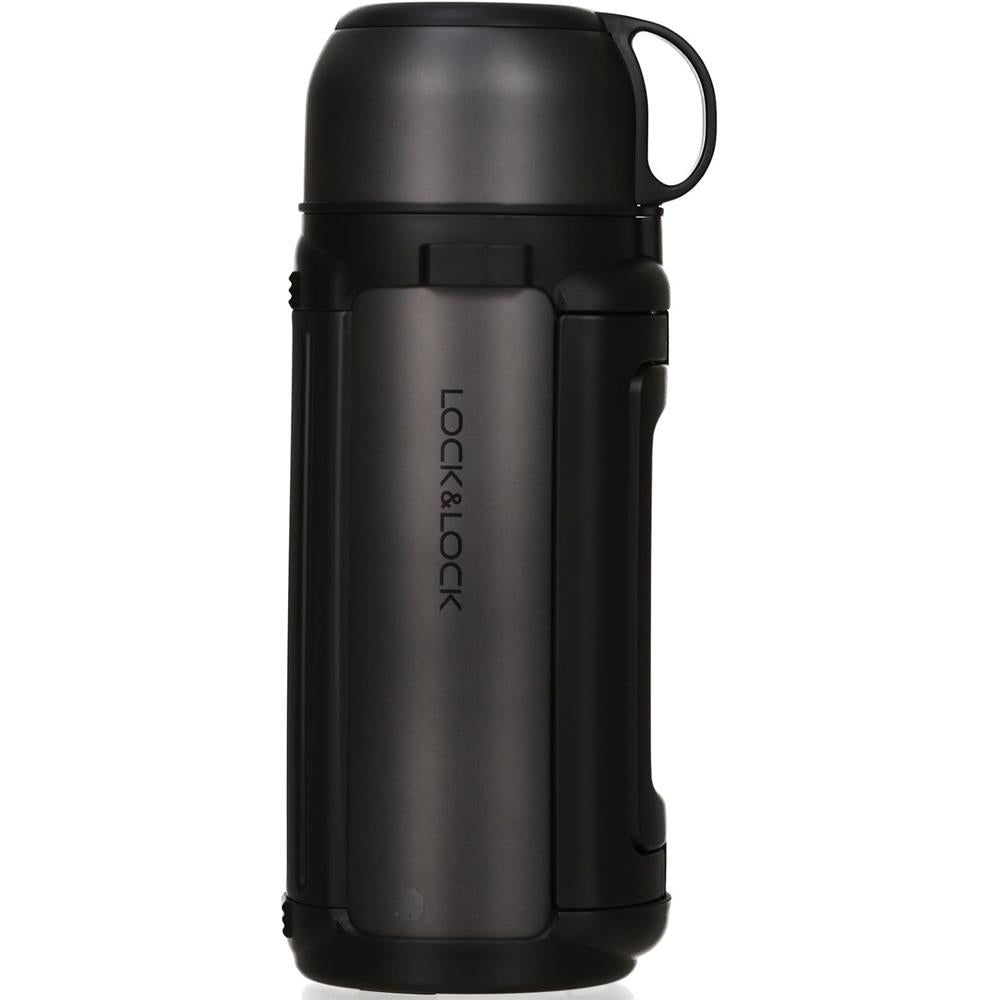 LocknLock Thermoskanne 1,5 L Hellblau, Edelstahl, Auslaufsicher, Trageschlaufe, Becher