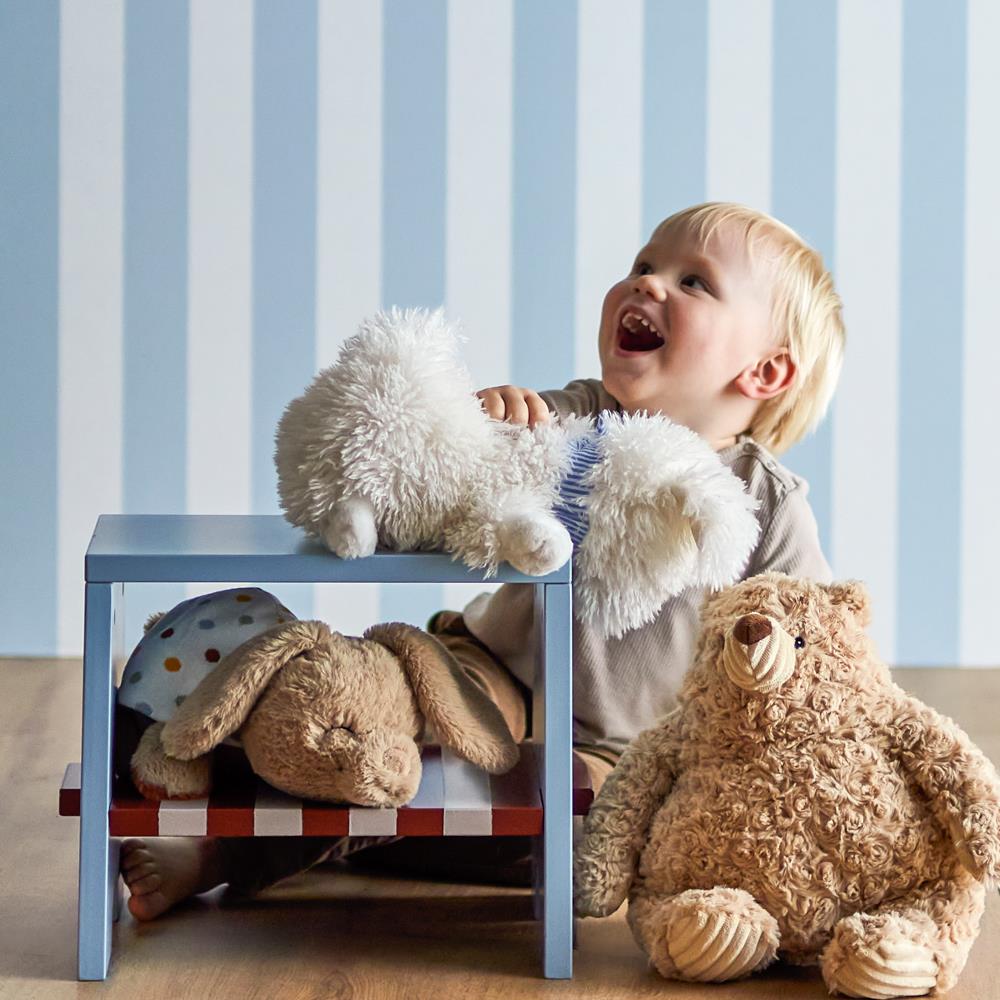 Bloomingville MINI Liova Hocker blau - Kinderhocker aus MDF mit Streifenmuster für Kinderzimmer