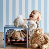 Bloomingville MINI Liova Hocker blau - Kinderhocker aus MDF mit Streifenmuster für Kinderzimmer