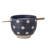 Bloomingville Masami Schale Essstäbchen Steingut Blau 13 x 10 cm