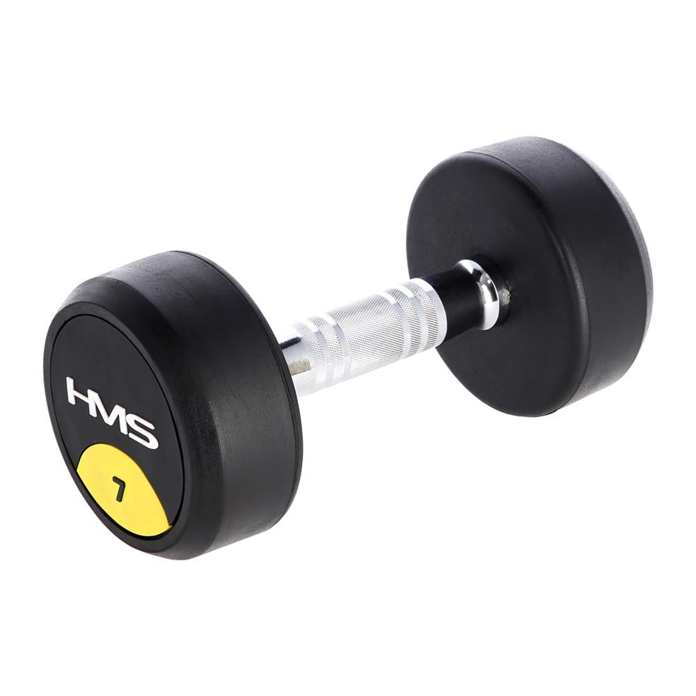 Kurzhantel 7 kg gummiert rund Schwarz | HMS HG PRO