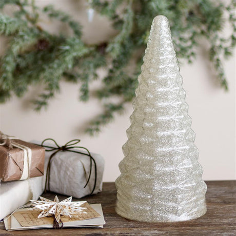 Bloomingville Emilius Deko-Baum, Weiß, Glas Weihnachtsbaum 32,5 cm