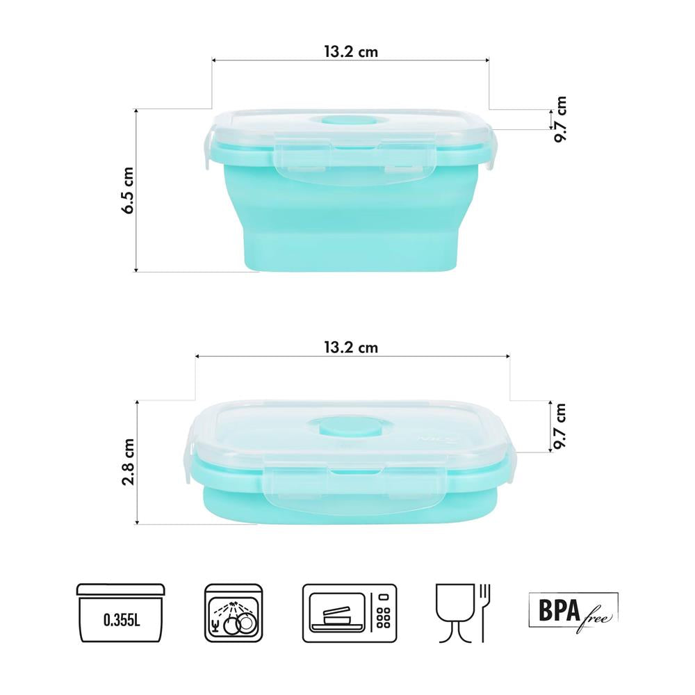 NILS CAMP faltbare Lunchbox 355 ml Silikon minzgrün für Camping Reisen Arbeit kompakt