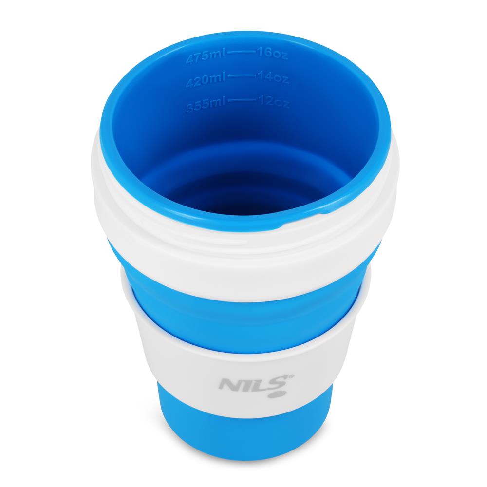 NILS CAMP faltbare Trinkflasche 475 ml Silikon blau für Camping Outdoor Reisen
