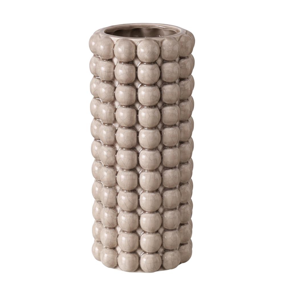 BOLTZE Vase Morten Steingut beige Crackle Optik 25 cm rund moderne Blumenvase
