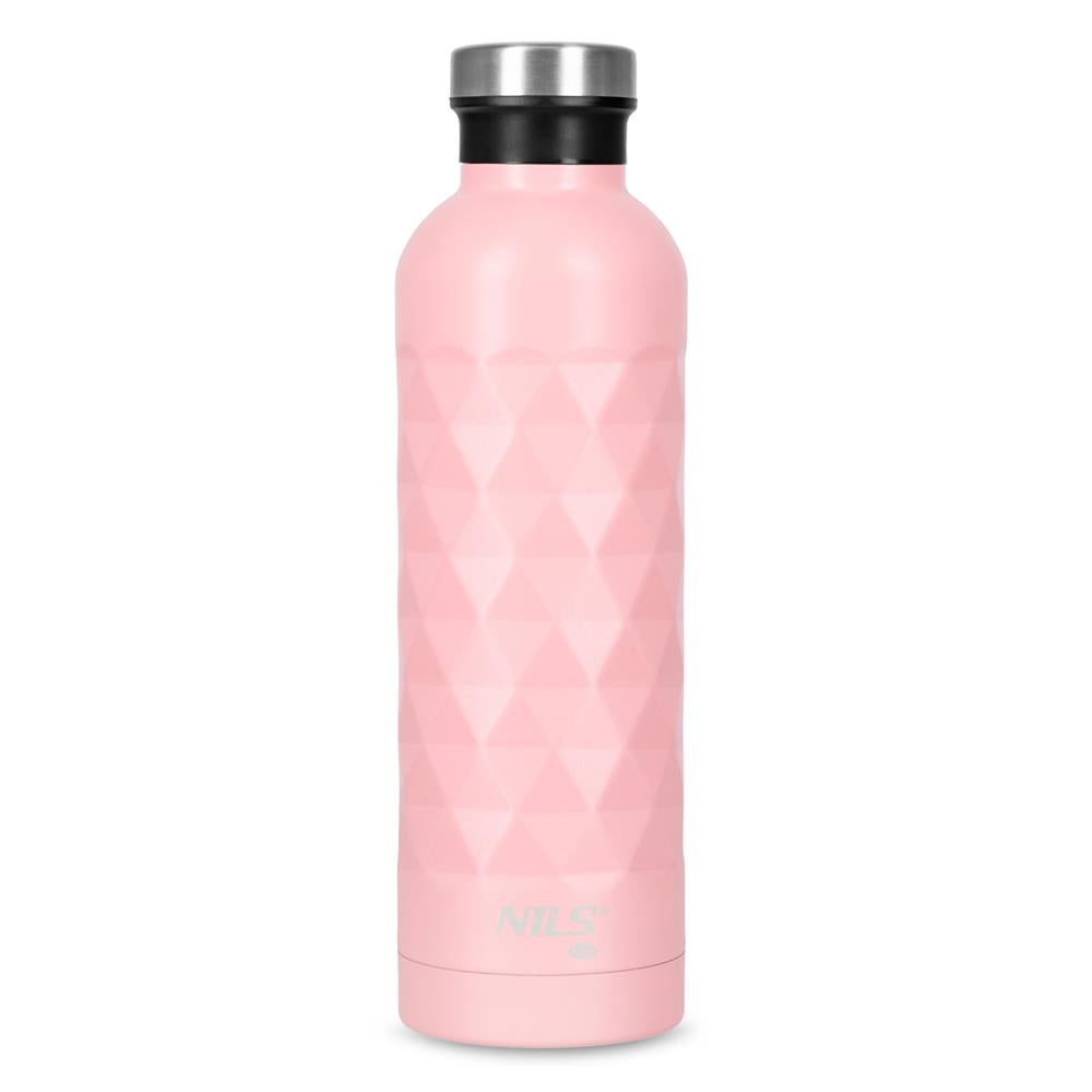 NILS CAMP Trinkflasche 750 ml Edelstahl rosa isoliert für Outdoor Reisen Sport