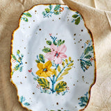 Bloomingville Savina Servierplatte bunt - Steingut Platte mit Blumenmotiv für Tischdeko