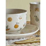 Bloomingville MINI Agnes Geschirr-Set, Weiß, Steingut, 3er Set mit Teller + Schüssel + Becher