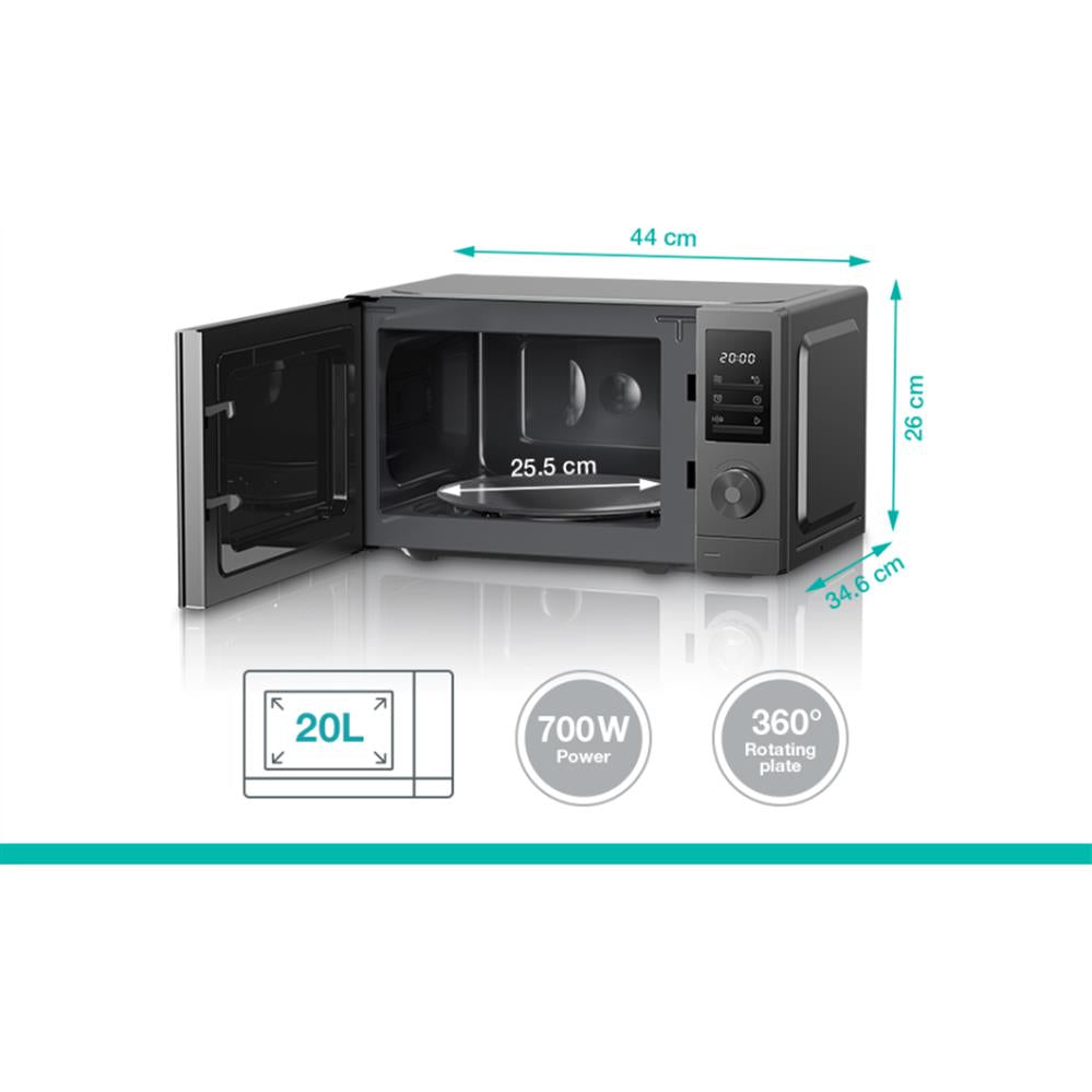 Gorenje Mikrowelle MO20A3T4 20L 700W AquaClean Auftaufunktion 5 Leistungsstufen grau