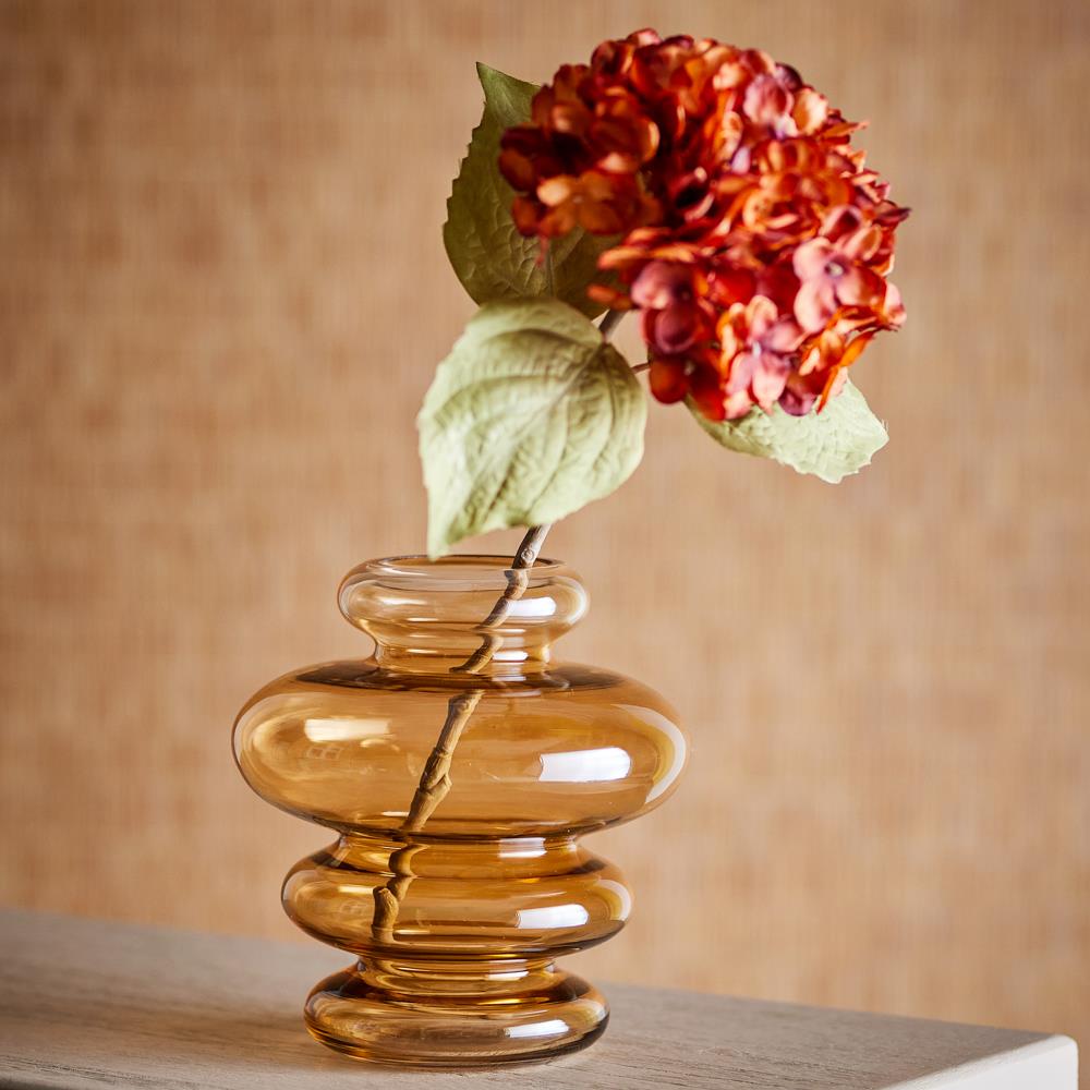 Bloomingville Kayn Vase gelb - skulpturale Glasvase für Wohnzimmer & Dekoration