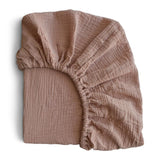 Mushie Musselin-Kinderbettlaken, Natural, 120x60cm Spannbettlaken