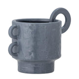 Bloomingville Alfine Blumentopf blau L24 cm aus Steingut – dekorativer Pflanztopf für Wohnzimmer