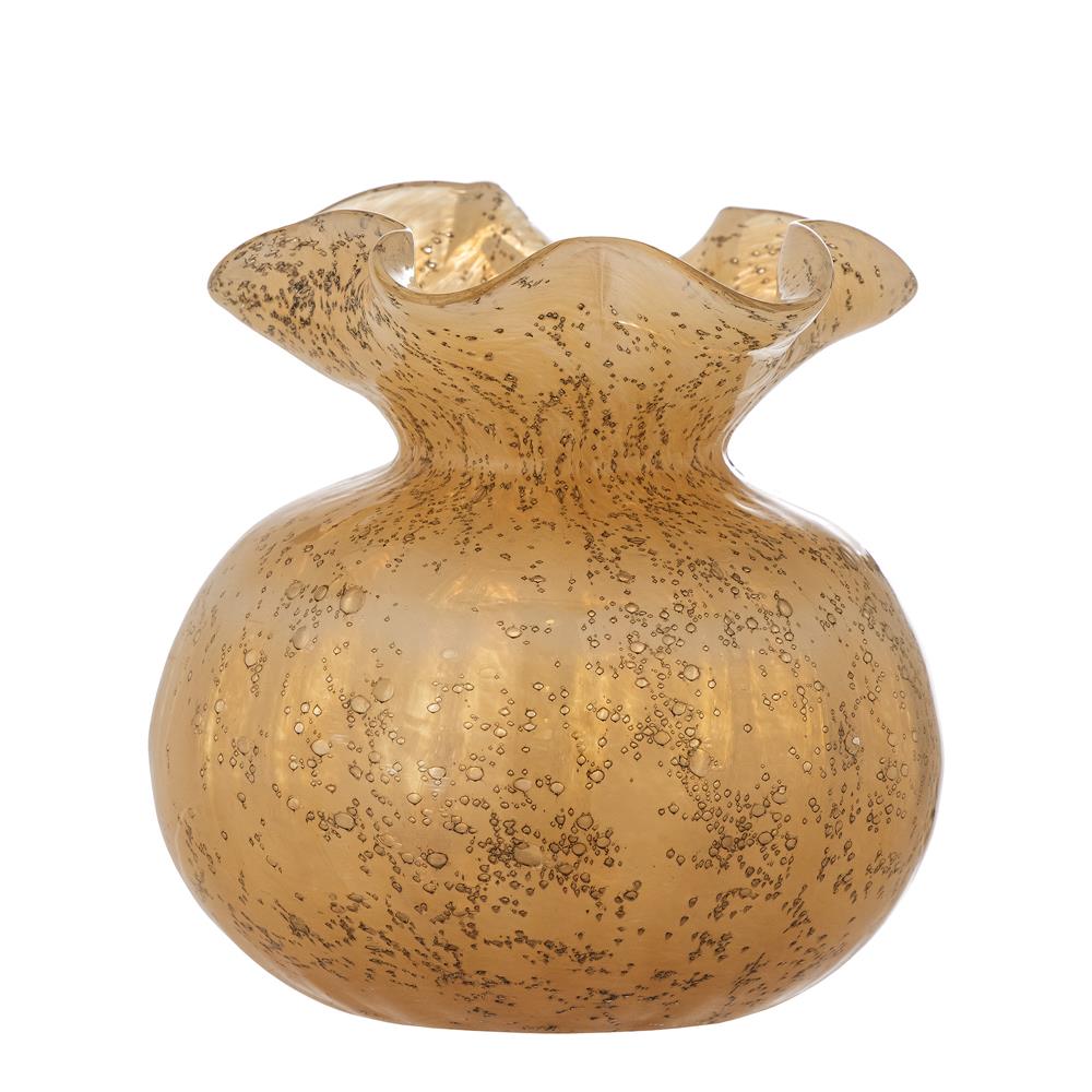 Bloomingville Thebe Vase in Orange, 12cm, aus Glas mundgeblasen