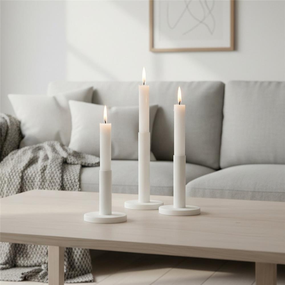 BOLTZE Kerzenleuchter Malko 3er Set Metall weiß modern Kerzenhalter für Stabkerzen
