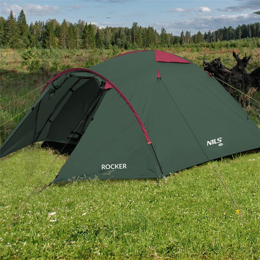 NILS CAMP Rocker Zelt für 3 Personen in Grün - Campingzelt mit Vorraum für Outdoor, Trekking & Camping