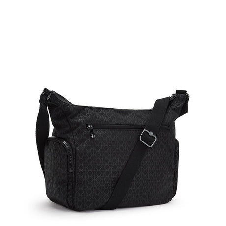 Kipling GABBIE M, Mittelgroße Umhängetasche, Signature Emb (schwarz), Schultertasche mit Reißverschluss