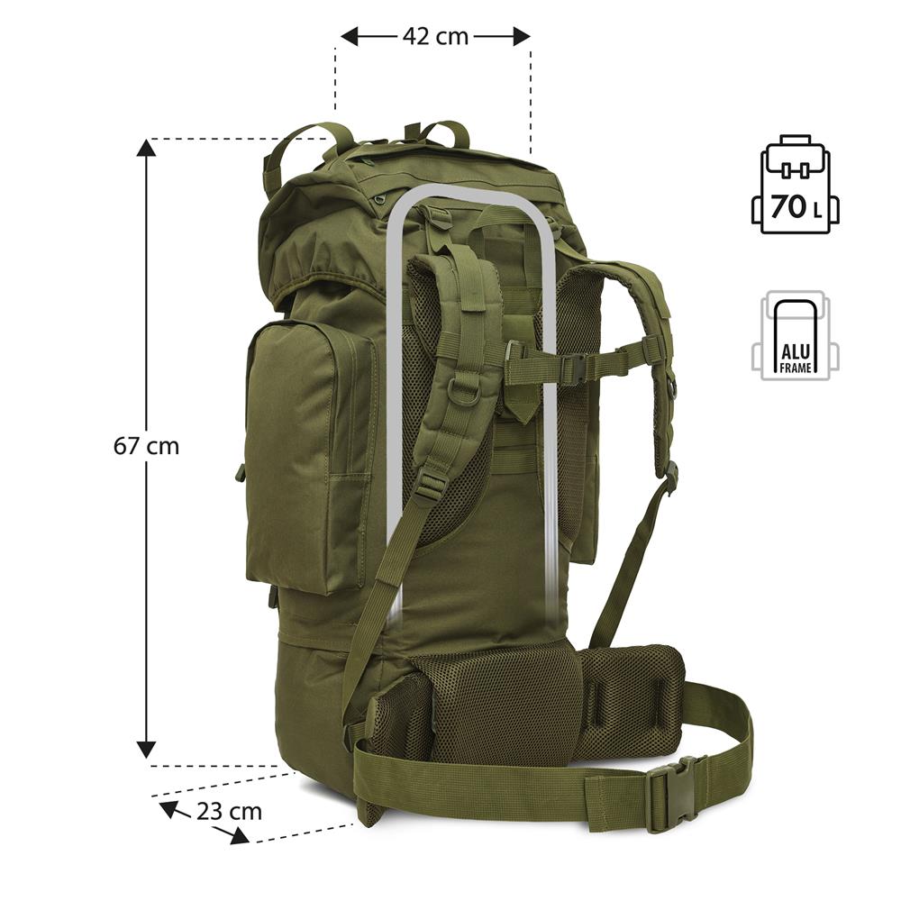 NILS CAMP Militärrucksack Eagle 70L Grün - Trekking Rucksack Outdoor Camping Survival