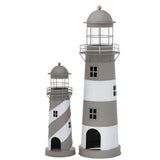 BOLTZE Laterne Amrum Leuchtturm 2er Set Grau/Weiß Windlicht Maritimes Design