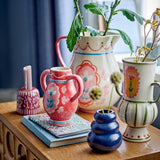 Bloomingville Faramir Vase aus Steingut in Blau – kleine Vase für Wohnzimmer und Tischdeko