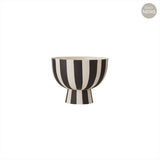 OYOY Toppu Schale - 12,6x10 cm, Schwarz/Weiß gestreift - vielseitig als Dekoschale, Blumentopf, Vase