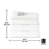 Umbra Glam Kosmetik Organizer in Weiß/Grau, Modulare Aufbewahrungsbox mit 3 Schubladen