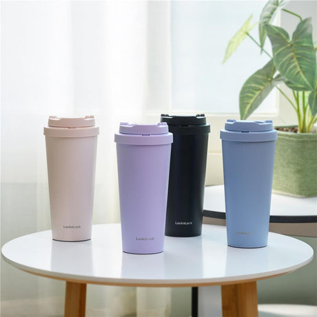 LocknLock One-Touch Clip Thermobecher 550 ml Schwarz - Isolierbecher To Go Edelstahl