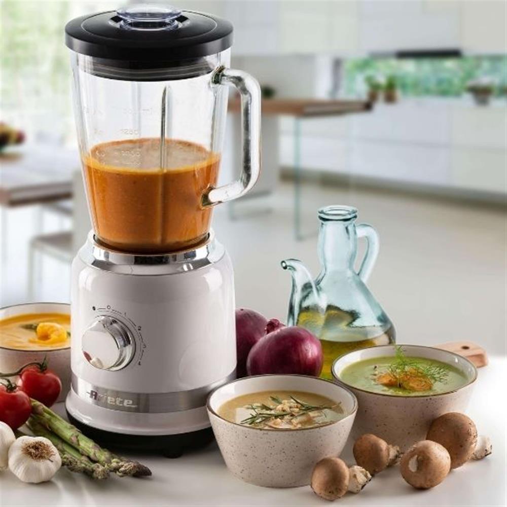Ariete Moderna Standmixer, Weiß, Glasbehälter 1,5L, Smoothie Maker, Modernes Design